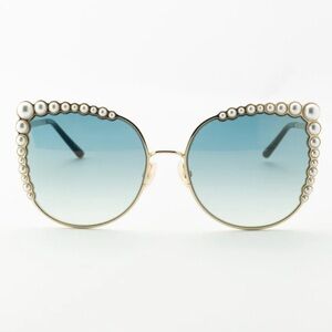 Carolina Herrera Blue and Gold Sunglasses